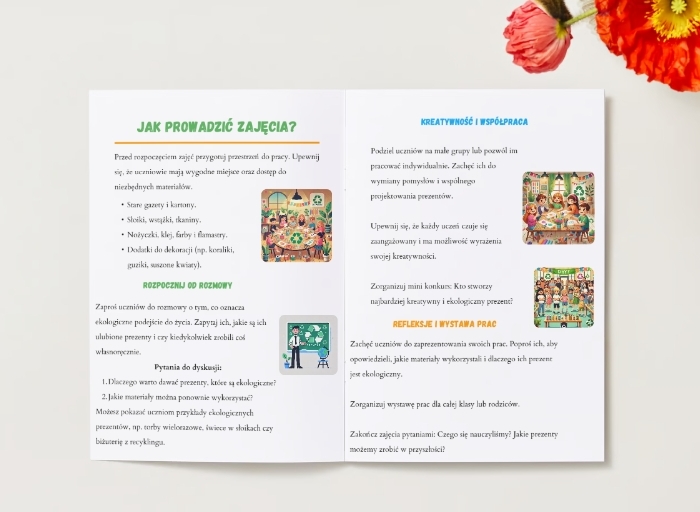 Przewodnik dydaktyczny. Plan lekcji. Ekologiczne prezenty. Pomysły na rękodzieło. Nauka planowania budżetu. Świadomość ekologiczna.