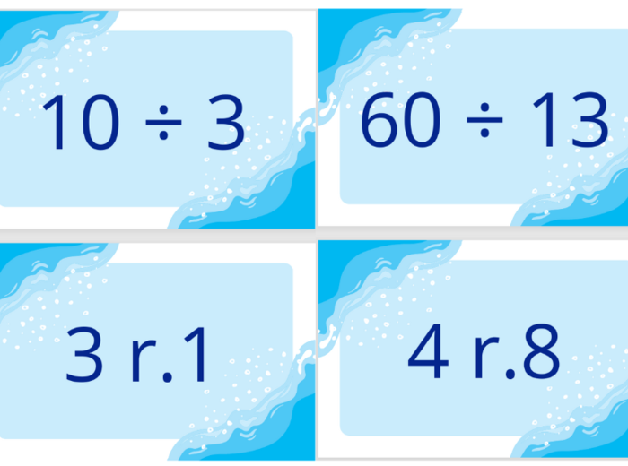 Fiszki z dzielenia z resztą do 100 – do samodzielnego wydruku