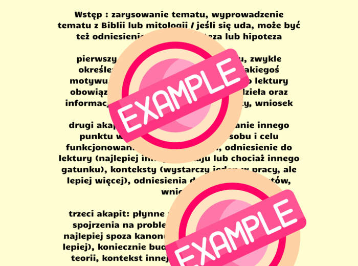 Rozprawka, poziom rozszerzony, naklejka/ planer, wygodny do druku format, pdf