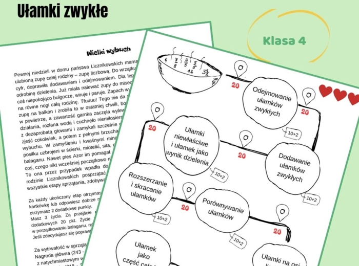 Innowacja matematyczna, grywalizacja, ułamki zwykłe, klasa 4