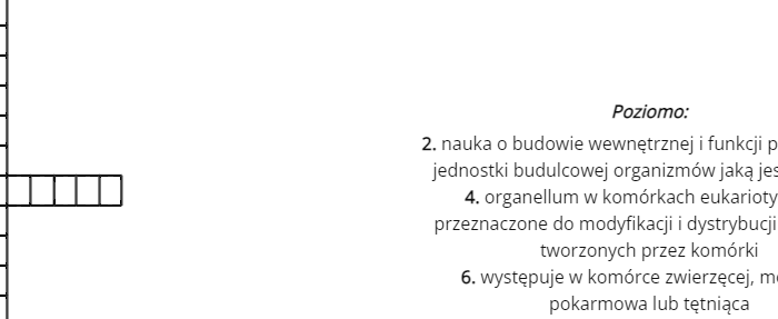 Elementy komórkowe-krzyżówka