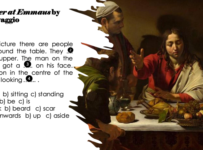 Angielski. Opis obrazu - uzupełnij luki: pytania typu abc