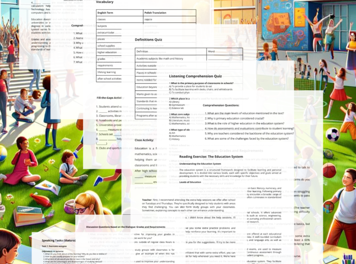 Education: Exploring School Life. Gotowa lekcja. Worksheet. Poziom B1/B2