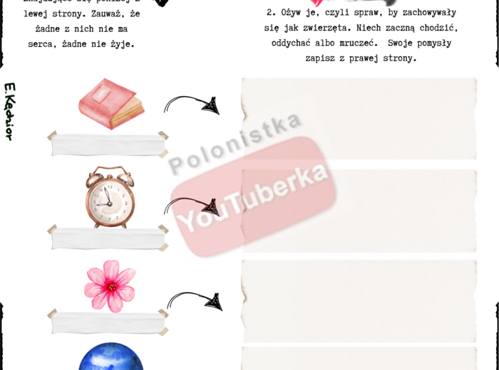 Ożywienie (animizacja) - karta pracy