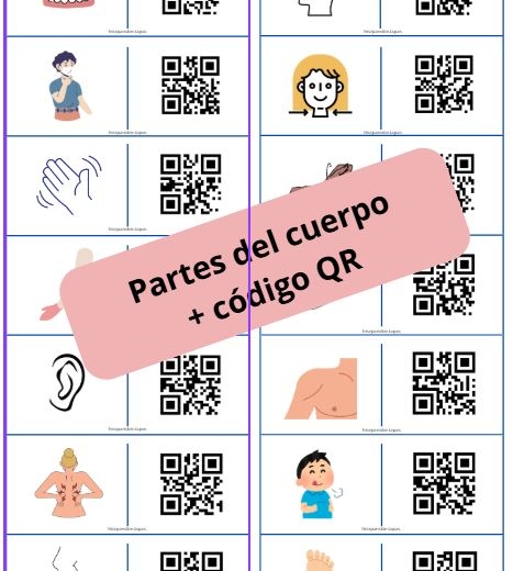 Domino obrazkowe z kodami QR! (Las partes del cuerpo-części ciała)
