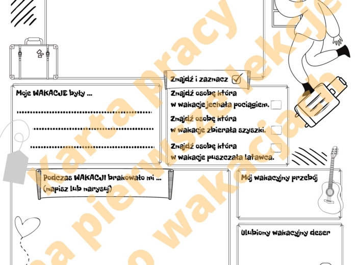 Karta pracy na pierwsze spotkanie po wakacjach