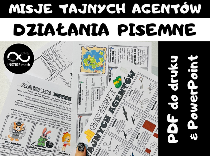 Agencja Detektywistyczna DZIAŁANIA PISEMNE. Matematyczne wyzwanie – dodawanie, odejmowanie, mnożenie i dzielenie pisemne.