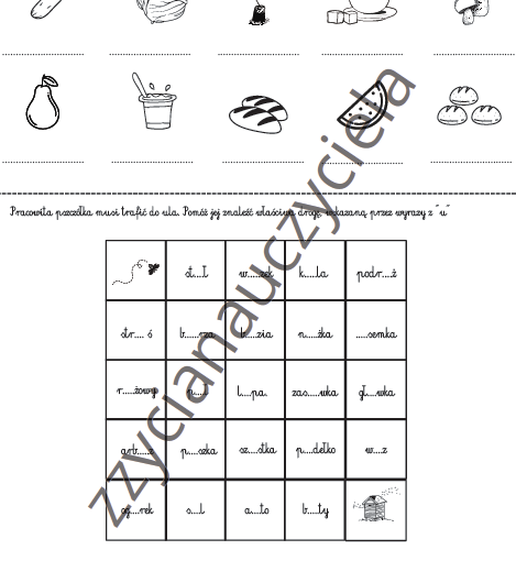Ortografia: krzyżówki, wykreślanki, labirynty.