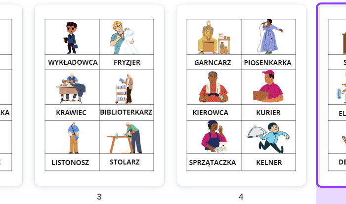 Zawody - karty obrazkowe 36 zawodów