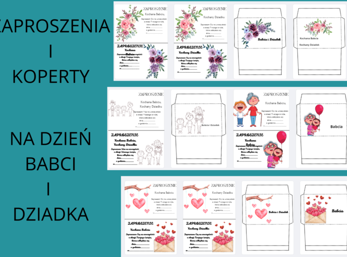 Zaproszenia i koperty na dzień Babci i Dziadka