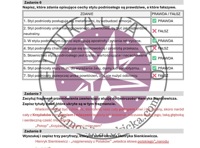 Przemówienie na cześć Henryka Sienkiewicza_ćwiczenia