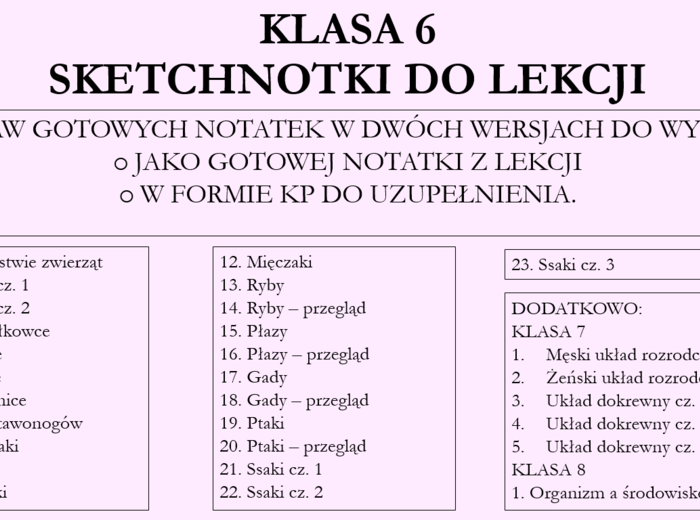 Sketchnotki - pakiet klasa 6