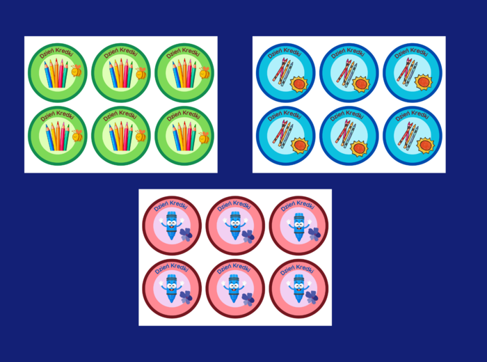 DZIEŃ KREDKI – medale – 3 wersje – biblioteka – świetlica – przedszkole