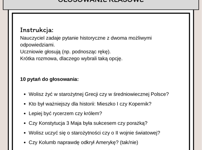 Pierwsze 5 minut lekcji historii - kreatywne zabawy