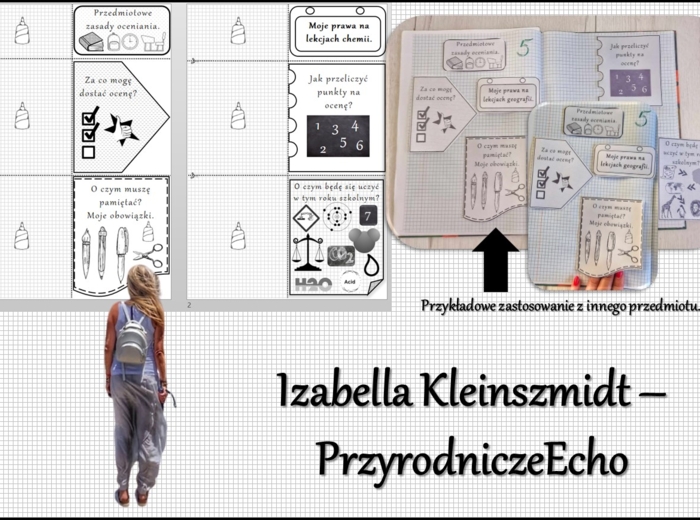 Przedmiotowe zasady oceniania (PZO) z chemii (klasa 7). Interaktywna notatka do wycinania, zginania i wypełniania przez ucznia.