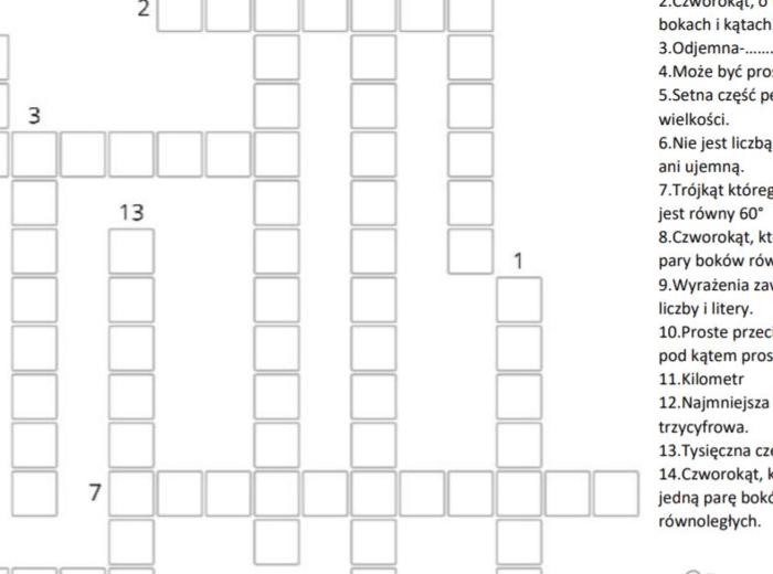 Krzyżówka matematyczna