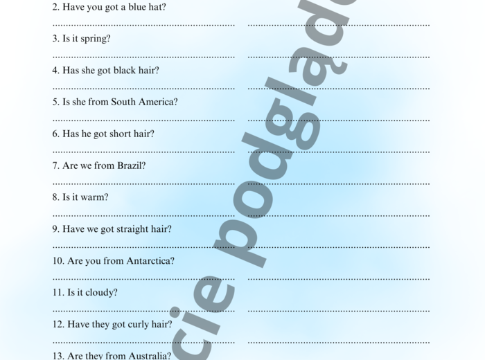 Brainy 5 unit 1 - karty pracy gramatyka