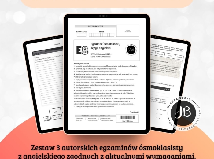 Zestaw 3 egzaminów ósmoklasisty z języka angielskiego