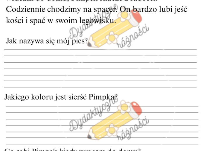 Czytanie ze zrozumieniem klasa 1 ( Szkoła, Owoc, Strażak, Wiosna, Wieś, Zoo, Pimpek, Koty). Proste teksty + pytania.