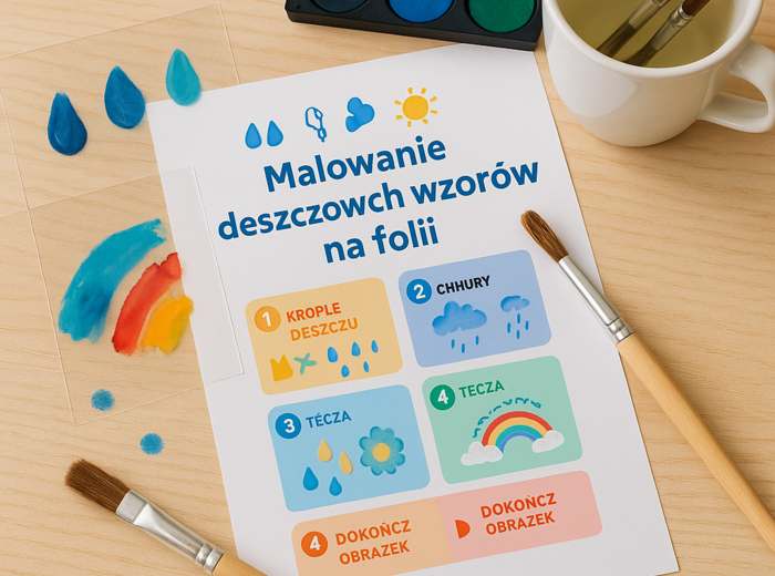 Malowanie deszczu na folii okiennej