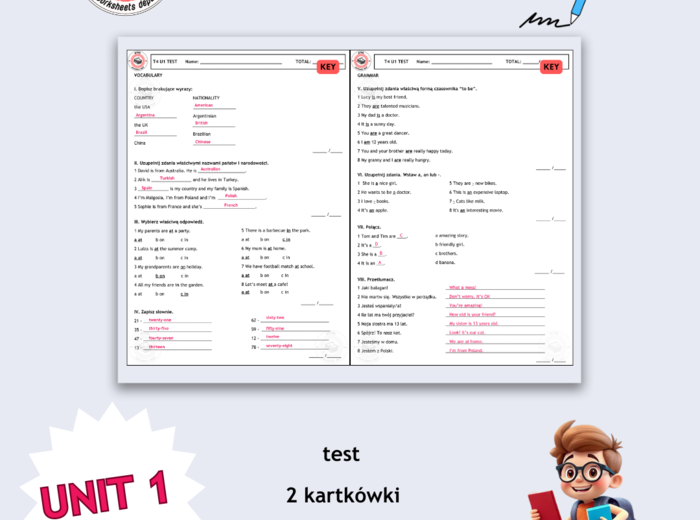 Together 4 Unit 1 - test i kartkówki