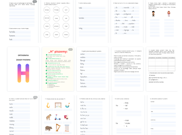 Zasady pisowni z H, regułki + zadania plik 20 stron