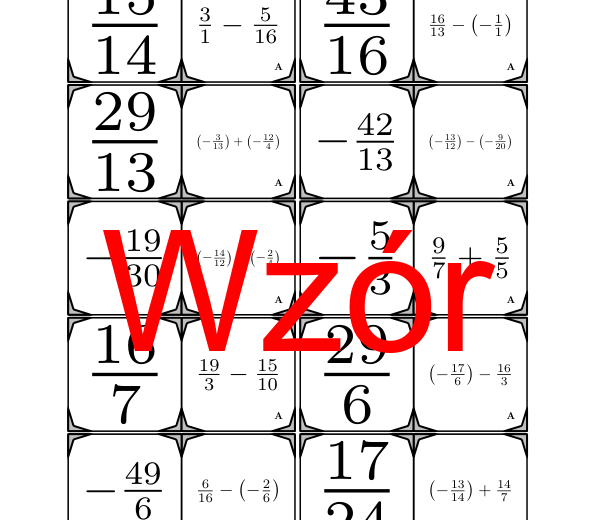 Domino - Dodawanie i odejmowanie dodatnich i ujemnych ułamków | matematyka