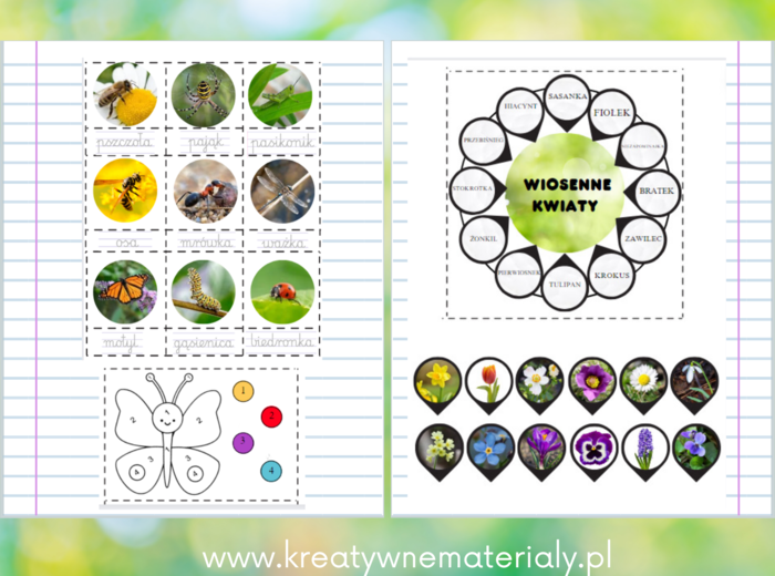 Wklejki do zeszytu - wiosna