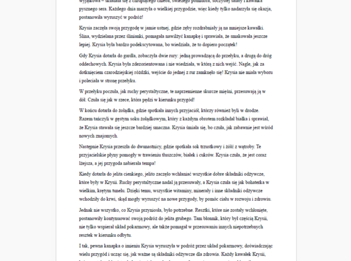 Bajka o przygodach kanapki w układzie pokarmowym