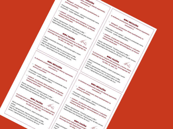 MOWA ZALEŻNA - MOWA NIEZALEŻNA - wklejka - egzamin