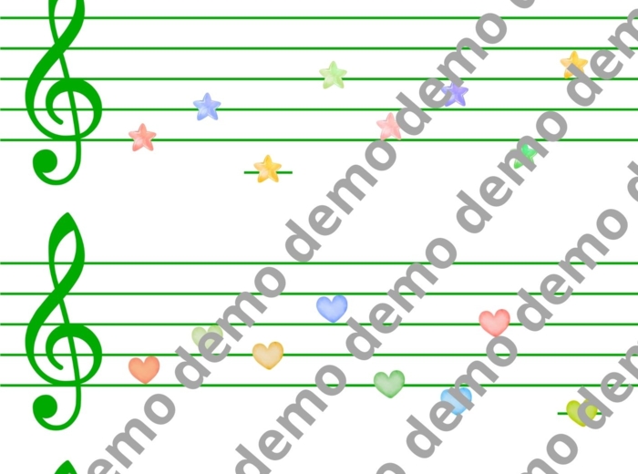 Nazwy nut w kluczu wiolinowym, gama C-dur. Muzyka. Karta pracy.