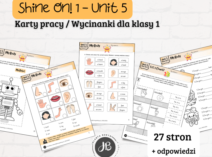 Materiały do Shine On! 1 Unit 5 – My Body - karty pracy - wklejki/wycinanki