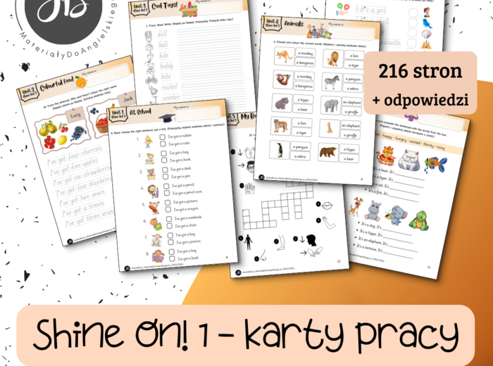 Materiały do Shine On! 1 Pakiet materiałów - Units 1 – 8 - karty pracy - wklejki/wycinanki