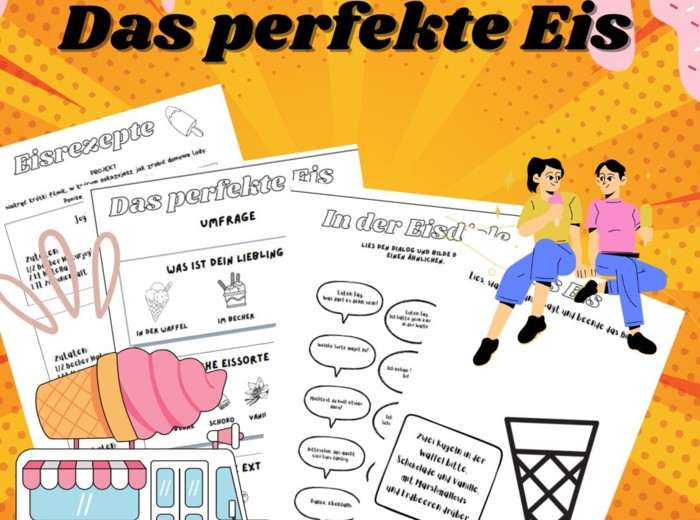 Das perfekte Eis – Sommer – wakacyjne karty pracy język niemiecki