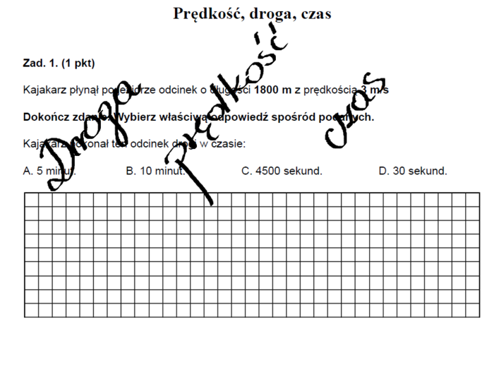 Zadania egzaminacyjne – Droga, prędkość, czas