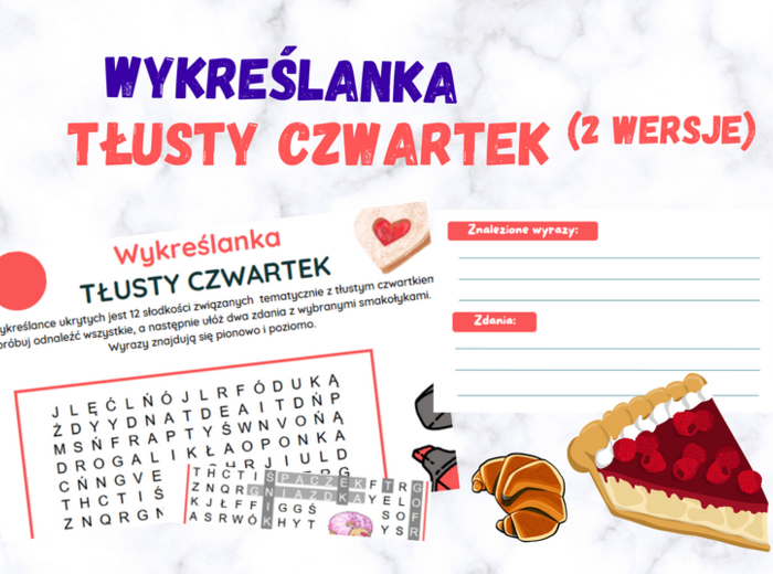 Wykreślanka - tłusty czwartek (2 wersje)