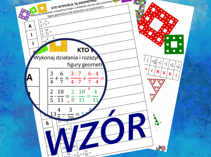 (klasa 6 klasa 7) Działania (wszystkie) na ułamkach zwykłych z hasłem.