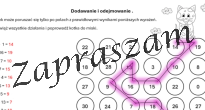 Labirynt - dodawanie i odejmowanie do 20.