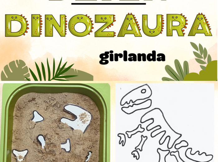 DZIEŃ DINOZAURA- SZKIELET I KOŚCI DO WYKOPALISK + GIRLANDA