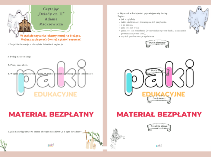 Czytając "Dziady" cz. II - karta pracy