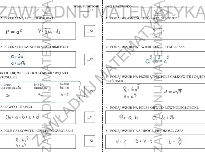 KARTKÓWKI ÓSMOKLASISTY ZE WZORÓW