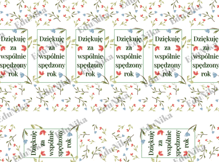 Zakładki na zakończenie roku, dwustronne, podziękowanie