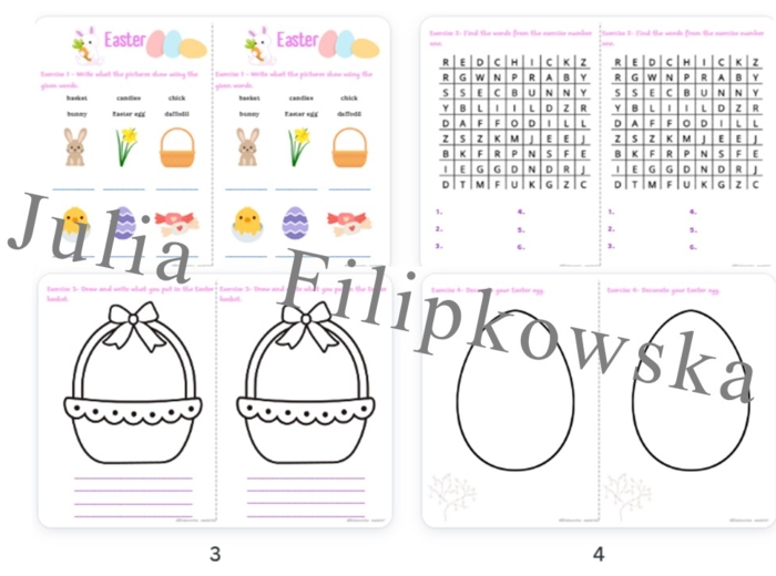 Wielkanocny zestaw zadań/ karta pracy/ zadania/ słownictwo/ Klasy 1-3/ SP 1-3/ Easter/ Wielkanoc/ Dzieci/ Gotowa lekcja