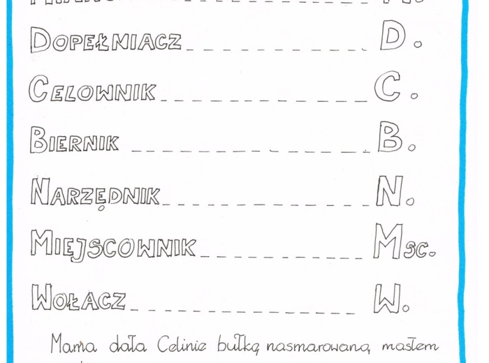 Język polski.Karta pracy - przypadki