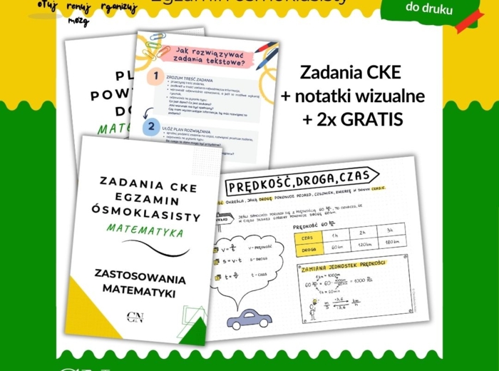 Powtórzenie E8 Egzamin ósmoklasisty – Zastosowania matematyki + 2x GRATIS!