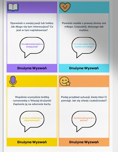 Gra dydaktyczna: "Drużyna wyzwań"