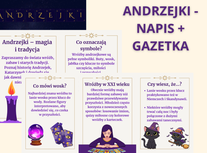 Andrzejki - gazetka szkolna, gazetka klasowa + napis