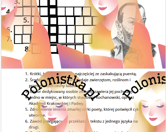 Krzyżówka i wykreślanka - Jan Kochanowski (Narodowe Czytanie)