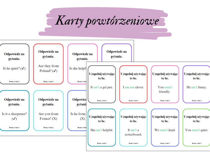 Brainy 4 unit 2 karty powtórzeniowe