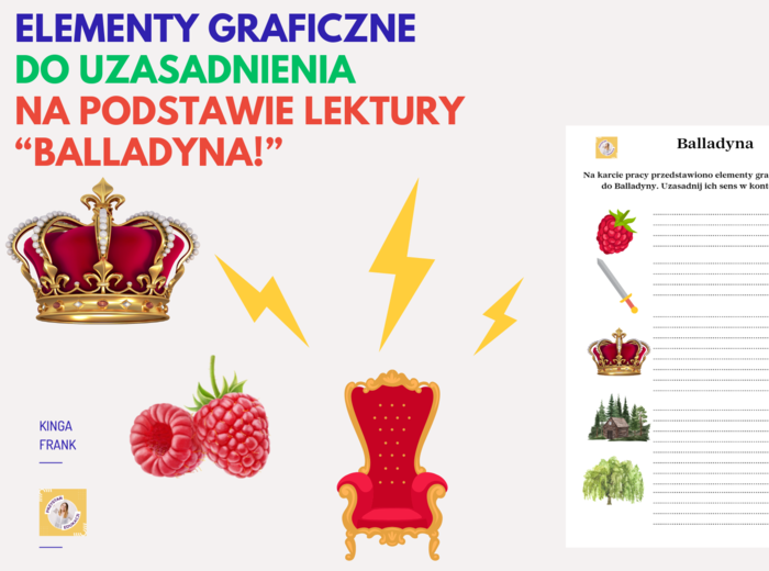 📚 Elementy graficzne na bazie lektury BALLADYNA – doskonała na lekcje języka polskiego! 🌹🦊 EGZAMIN ÓSMOKLASISTY 2025